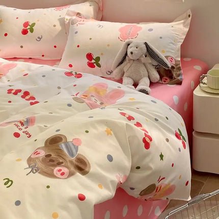 Summer Bedding Set 2024 Ins Twin Queen Duvet Cover Flat Sheet Pillowcase No Filler Girl Boys Hotel Home Bed Linens