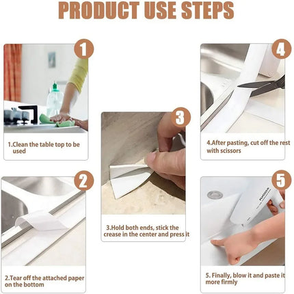 Bathroom Shower Sealing Tape Sink Bath White Pvc Self Adhesive Waterproof Wall Sticker For Bathroom Kitchen Caulk Sealing Strips