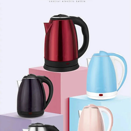 1.8L 220V Stainless Steel Electric Kettle Silver Black Base Separation Desion Rust-resistant Durable for Home During Travel