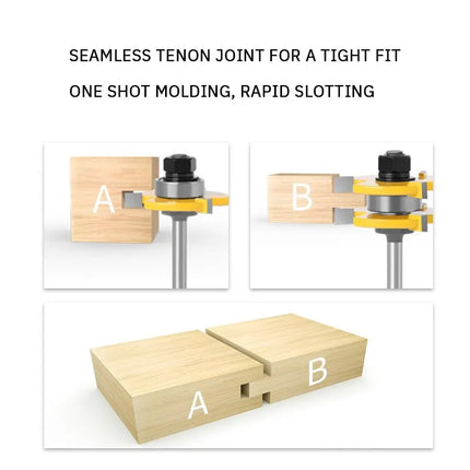 2PCS Woodworking Milling Cutter 3 Teeth T Shaped Tenon Square Tooth Floor Splicing Knife Carving Knives