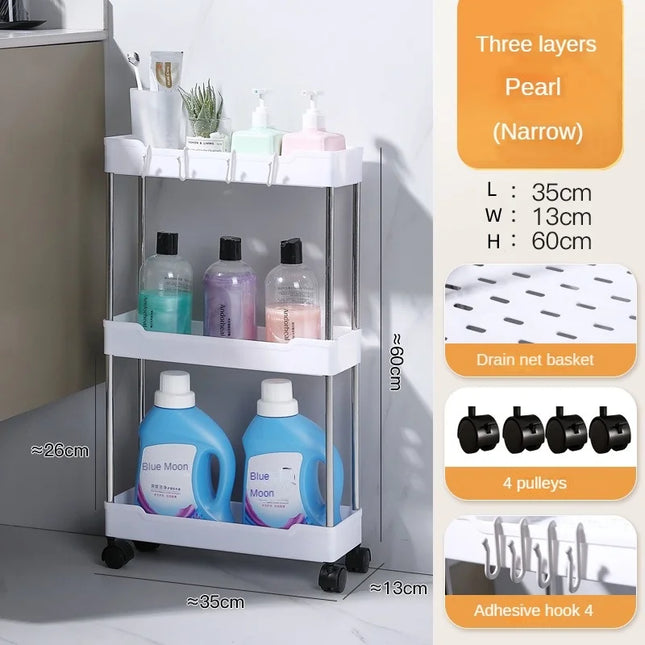 3/4 Layer Bathroom Trolley Organizer Shelf