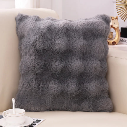 Olanly Ultra Soft Throw Pillow Cases For Sofa Decor Faux Rabbit Fur Soft Cozy Cushion Covers Plush Cushions Living Room Bed Car