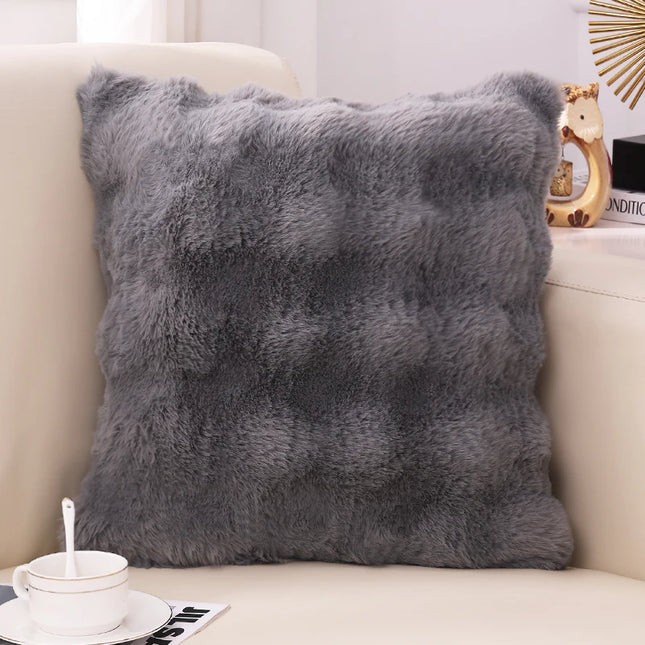 Olanly Ultra Soft Throw Pillow Cases For Sofa Decor Faux Rabbit Fur Soft Cozy Cushion Covers Plush Cushions Living Room Bed Car