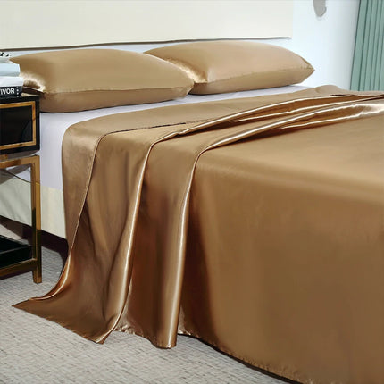 Satin Bedsheet Set High Quality Solid Color Fitted Sheet Set Single Double Queen King Size Flatsheet Set Luxury Bedding