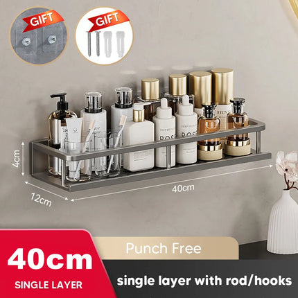 Punch-Free Bathroom Shelf Shampoo Rack