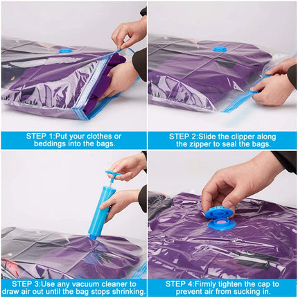 1/3/5pcs Vacuum Storage Bags,for Bedding,Pillows,Towel,Clothes Space Saver Travel Storage Bag,With Hand-Pump,Vacuum Bag Package