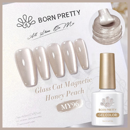 BORN PRETTY 10ml Rainbow Purple Water Light Cat Magnetic Gel Nail Polish Shining Sliver-light Holographics Semi Permanent UV Gel