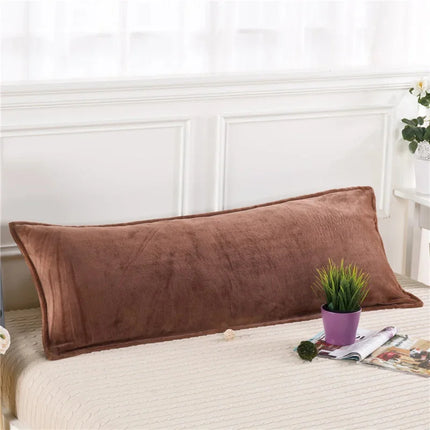 Solid Color Flannel Long Pillow Case Soft Comfortable Adults Double Lover Sleeping Pillow Cover Bedding Body Pillowcase