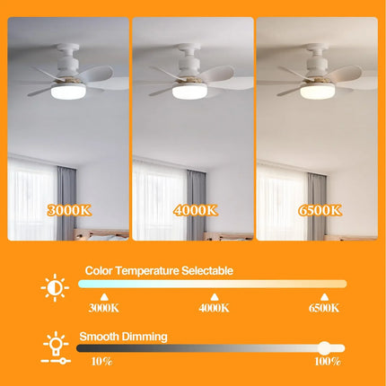 LED 30W ceiling fan light E27 with remote control for dimming, suitable for living room, study, household use, 85-265V