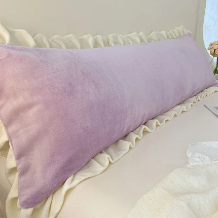 Length Sleeping Pillowcase with Ruffle Winter Couple Double Fleece Flannel Warmth Big Size Pillow Covers Home Bedding 45*180cm