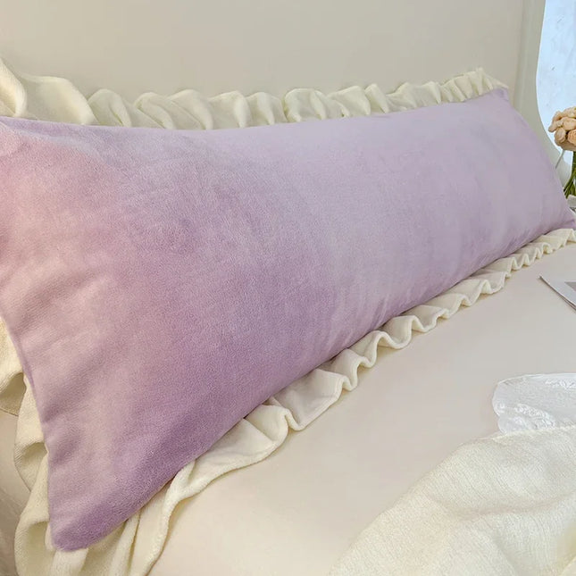 Length Sleeping Pillowcase with Ruffle Winter Couple Double Fleece Flannel Warmth Big Size Pillow Covers Home Bedding 45*180cm