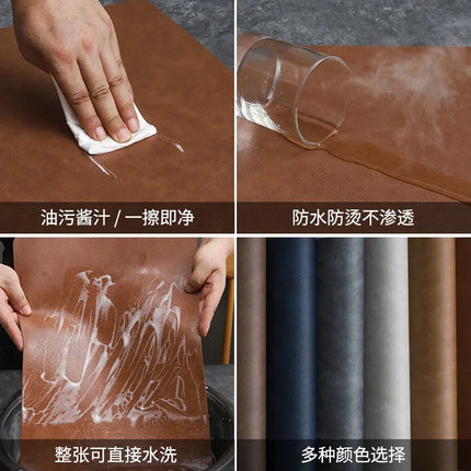 Square Double-Layer Cowhide PU Leather Placemat