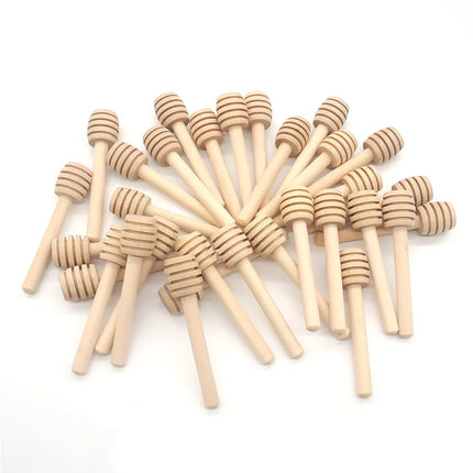 Honey Stir Bar Mixing Handle Jar Spoon Natural Wooden 10/30/50Pcs Honey Dipper Wooden Stick Honey Spoons Kitchen tools