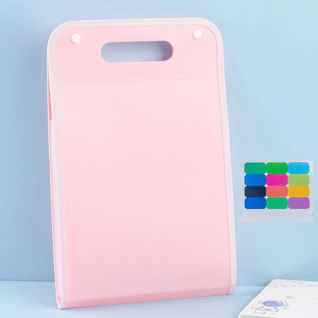 13 Pocket File Folders Portable A4 Letter Size Macaron Color Accordian Document Organizer for Classroom Office Home Storage