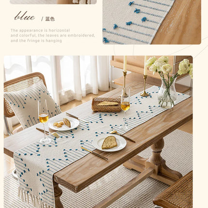 Natural Linen Table Runner with Tassels Dining Decor Wedding Birthday Christmas Decoration for Home tablecloth