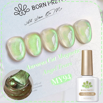 BORN PRETTY 10ml Rainbow Purple Water Light Cat Magnetic Gel Nail Polish Shining Sliver-light Holographics Semi Permanent UV Gel