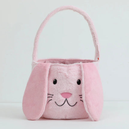 Plush Easter Basket For Kids Soft Fluffy Candy Gift Bag For Boys Girls Cute Easter Bucket Egg Hunt Bunny Bag With Ears Party