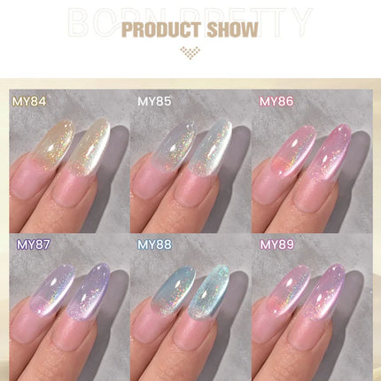 BORN PRETTY 10ml Rainbow Purple Water Light Cat Magnetic Gel Nail Polish Shining Sliver-light Holographics Semi Permanent UV Gel