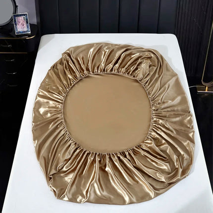 Satin Bedsheet Set High Quality Solid Color Fitted Sheet Set Single Double Queen King Size Flatsheet Set Luxury Bedding