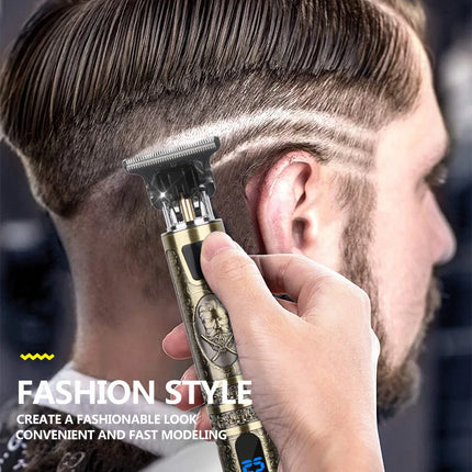 T9 LCD Electric Hairdresser Oil Shaving Head Electric Pusher Carving Electric Pusher Clipper Hair Precision Trimmer for Men Care
