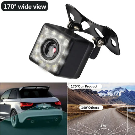 Car 3 In 1 Rear View Camera Parking Sensor Radar Set License Plate Lights Distance Control Parktronic System Universal