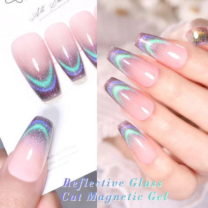 BORN PRETTY 10ml Rainbow Purple Water Light Cat Magnetic Gel Nail Polish Shining Sliver-light Holographics Semi Permanent UV Gel
