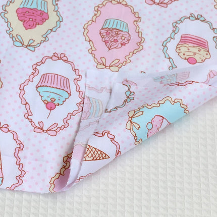 160x50cm Pure Cotton Cartoon Fabric, Making Cone Cake Ice Cream Printing Children's Bedding Cloth