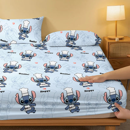 1 cartoon cute Stitch pattern digital printed frosted Fitted Sheett,bedroom printed bed cover,bedding(No pillowcase)