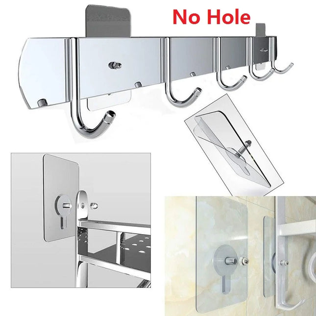 2pcs Heavy Duty No Drill Screw Stick-On Punch Nail Screw Strong Adhesive No Trace Bathroom Kitchen Nailless Wall Hook Screw Rods