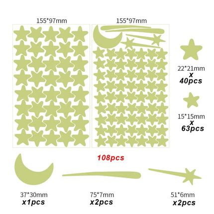 Glow in Dark Moon Stars Wall Stickers