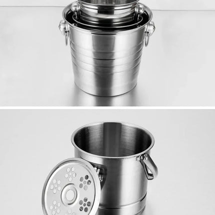 1L/3L/5L Portable Stainless Steel Ice Bucket Comfort Handle Eco-Friendly Freezer Cooler Bar Supplies Kitchen Accessories