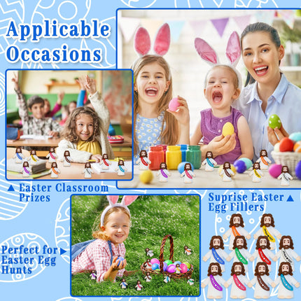 50-200Pcs Mini Jesus Figures Jesus Loves You Christ Toys Multicolor Tiny Jesus Figures Religious Party Favors Easter Egg Stuffer