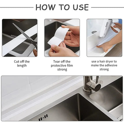 Bathroom Shower Sealing Tape Sink Bath White Pvc Self Adhesive Waterproof Wall Sticker For Bathroom Kitchen Caulk Sealing Strips