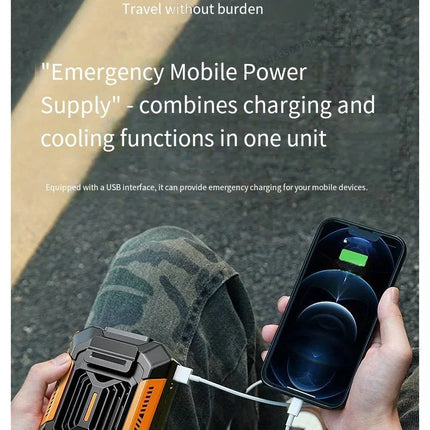 HOMFISH Personal Belt Clip Fan Portable Power Bank Flashlight Wearable Fan Hanging Neck Fan for Outdoor Works Hiking Camping
