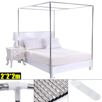 4 Corner Stainless Steel Bedding Canopy Frame Post Mosquito Netting Bracket Tool