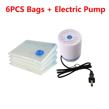 6PCS Vacuum Storage Bags Vacuum Seal Bag with Pump Space Saving Bags for Comforters Clothes Pillow Bedding Blanket Storage Bag