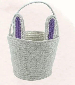 Personalised Easter Name Basket, Bunny & Carrot Rope Basket for Baby First Easter, Easter Egg Hunt Basket, Baby Shower Gift