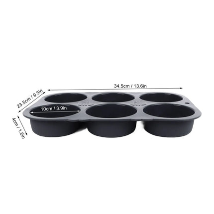 6 Cavity Hamburger Bun Mould Foldable Reusable Bread Mould ‑40℉ to +446℉ Heat Resistance Baking Mould for Kitchen
