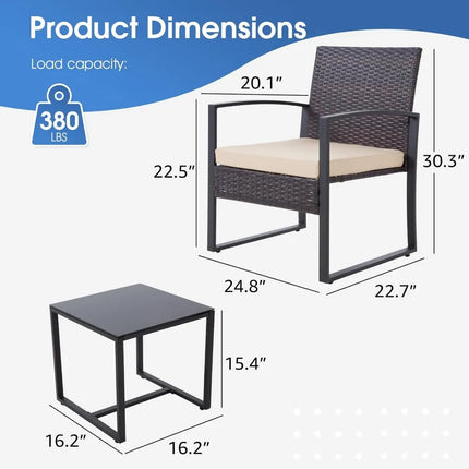 3PCS Outdoor Wicker Patio Set