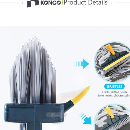 Floor Scrub Brush 2 In 1 Cleaning Brush Long Handle Removable Wiper Magic Broom Brush Squeegee Tile Kitchen Cleaning Tools