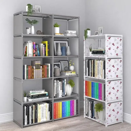 Simple Metal Bookshelf Easy Assembly Movable Storage Rack