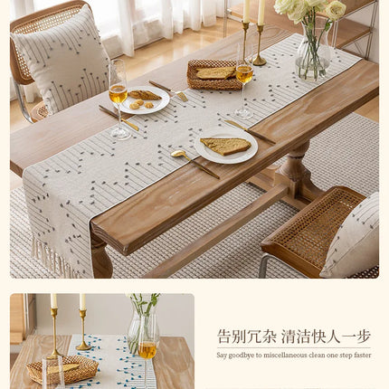 Natural Linen Table Runner with Tassels Dining Decor Wedding Birthday Christmas Decoration for Home tablecloth