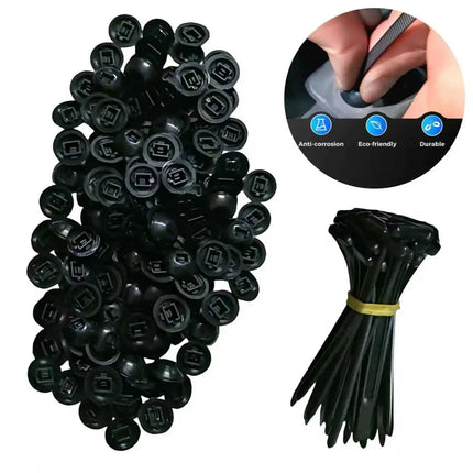 100Pcs Nylon Universal Cable Tie Buckle, Heavy Duty Self-Locking Nylon Zip Ties Holder, Multipurpose Plastic Cable Ties Tool