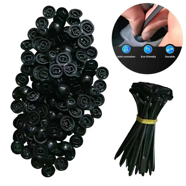 100Pcs Nylon Universal Cable Tie Buckle, Heavy Duty Self-Locking Nylon Zip Ties Holder, Multipurpose Plastic Cable Ties Tool