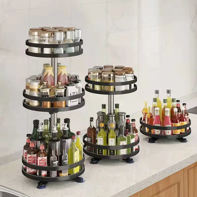 Rotation Spice Rack Organizer Metal Tray