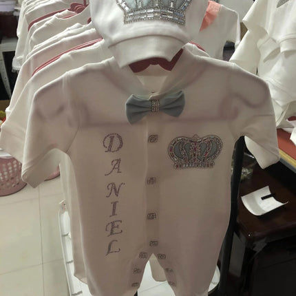 Dollbling Hospital Exit 5pcs Embroidery Name Newborn Angle Wings Romper Blanket  Nursery Bedding Swaddle Handmade Infant Outfit