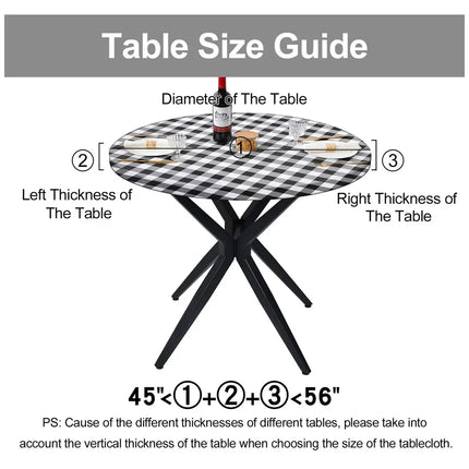 Homaxy Round Table Cloth Fitted Vinyl Tablecloth Elastic Waterproof Dining Table Covers Home Decoration For Picnic Camping Out