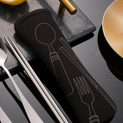 1PC Tableware Bag Fabic Portable Dinner Set Travel Picnic Fork Packaging Outdoor Camping Kitchen Home Storage Bags(only Bag)