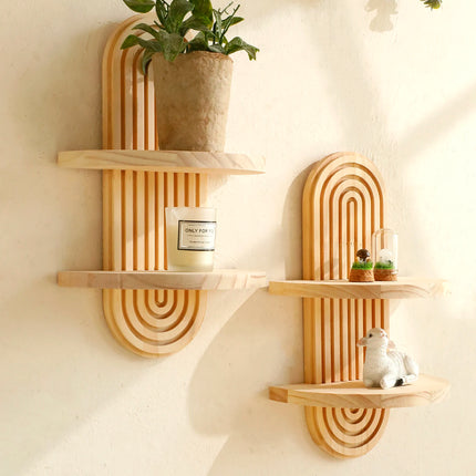 Boho Wooden Wall Shelf