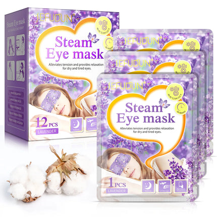 12 Pieces Disposable Steam Eye Mask Lavender Aroma Eye Masking Moisturizing Heat Therapy Pad Sleeping Relaxation Eyes Masking